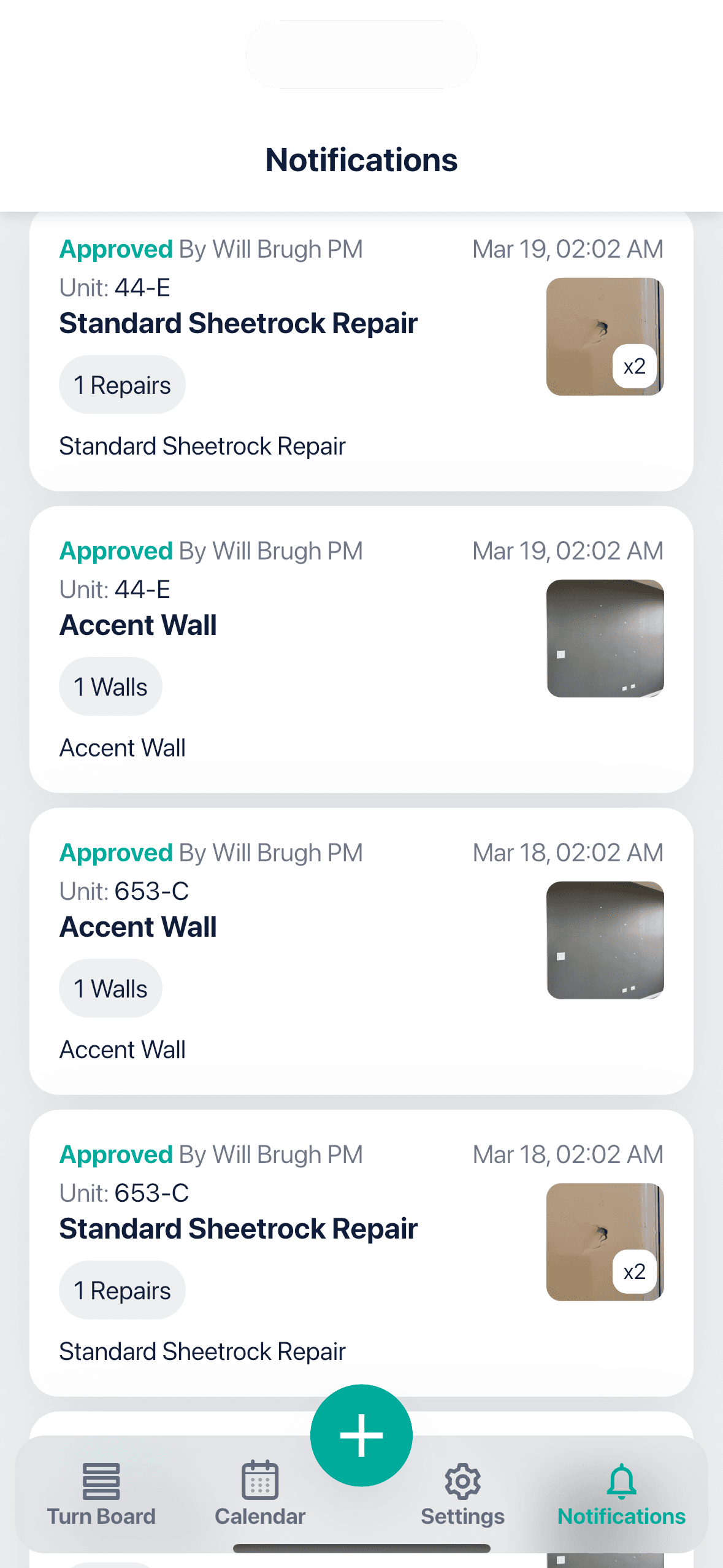 Rent Ready mobile add-on approval screen for scope changes and vendor charges