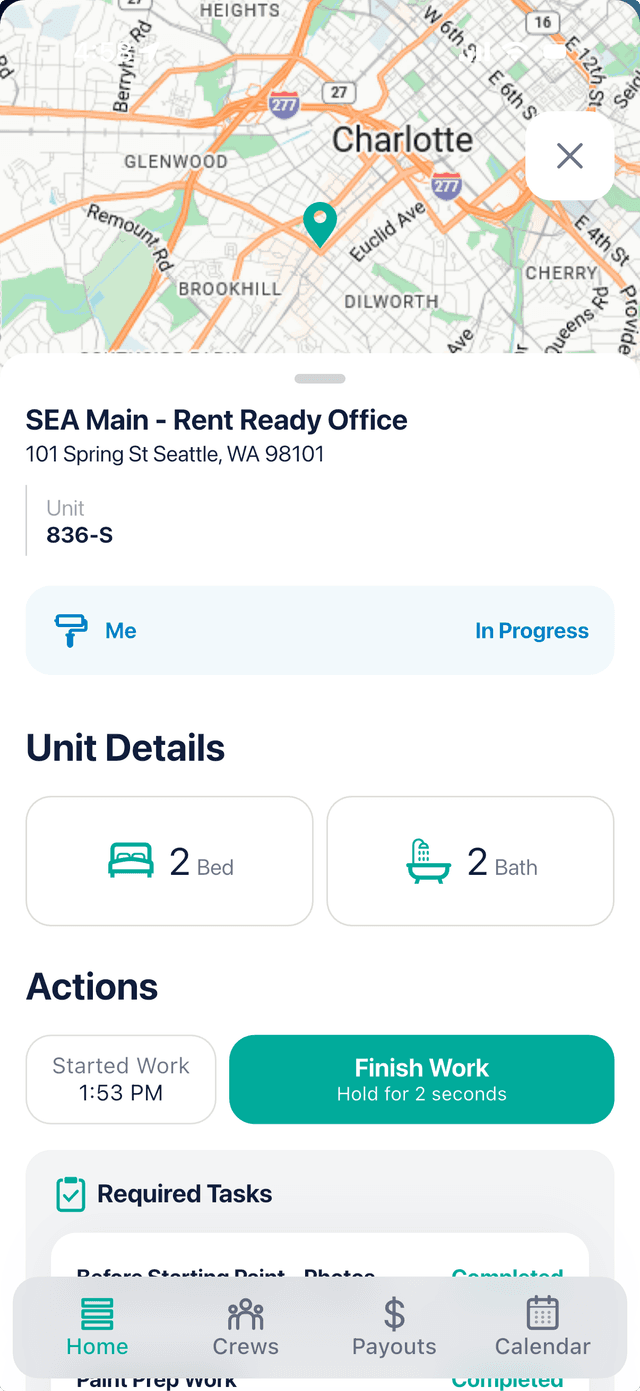 Work order details screen